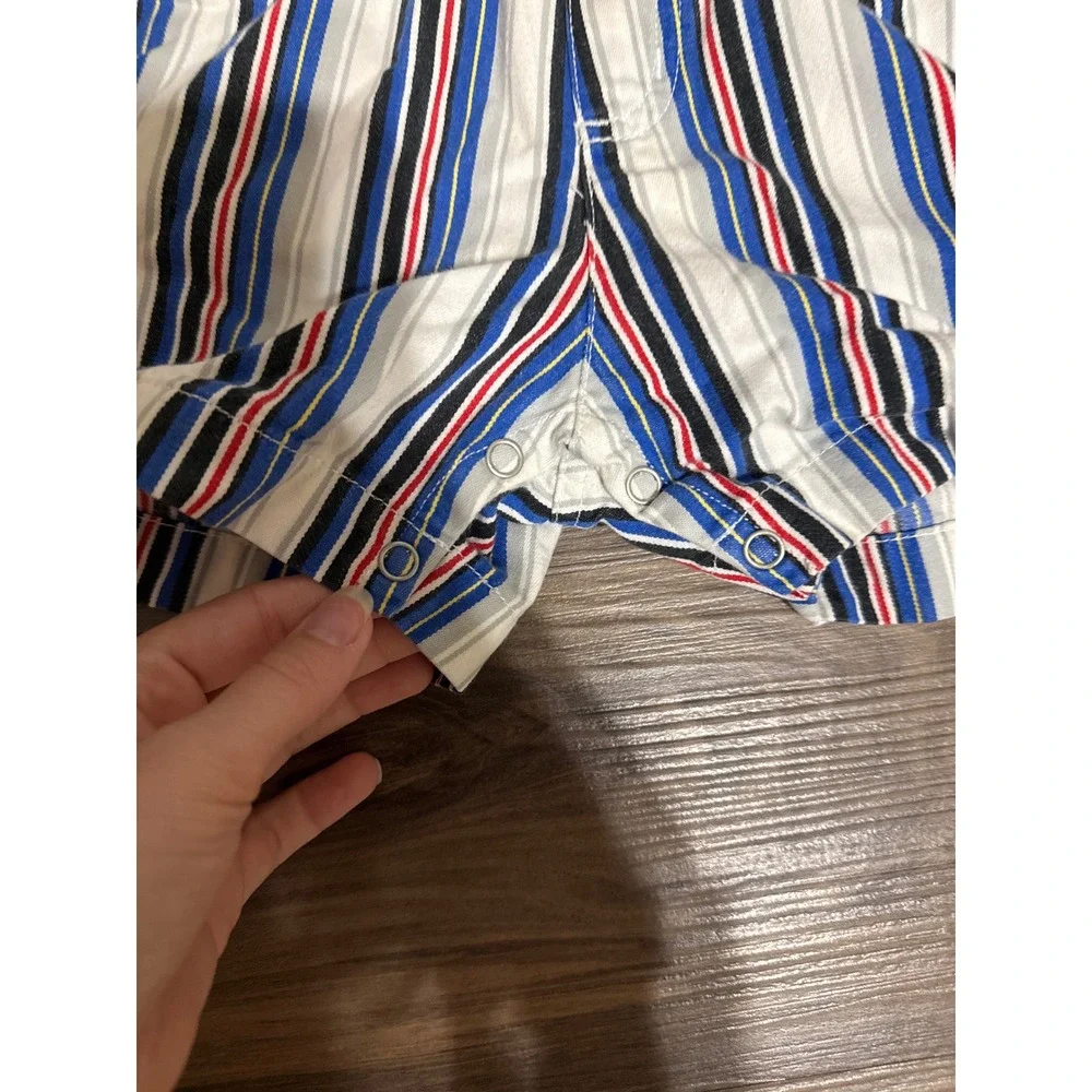 Gymboree Overalls Baby 12-18M‎ Multi Striped Vintage 1998 Gymsport Shortalls